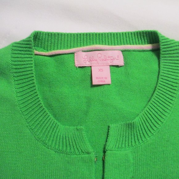Lilly Pulitzer: Holiday Cardigan, Kelly Green, crop, 3/4  sleeve, XS - Picture 2 of 7
